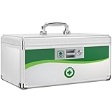 ZORVIDSON Medicine Lock Box, First Aid Safe Medication Storage Box, Aluminum Daily Medicine Lockable Box with Key 15.9 x 9.25 x 7.48 Inch (Extra Large)