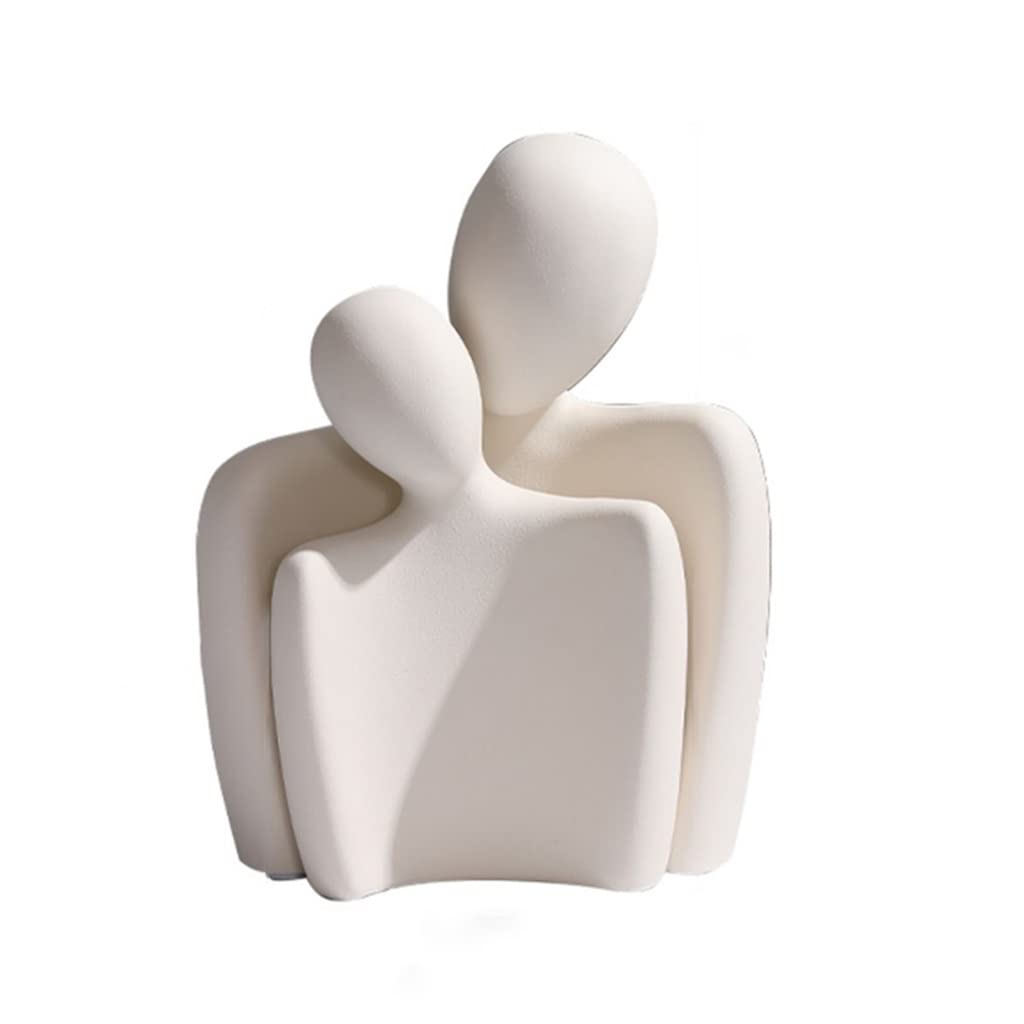 Statua astratta di coppia, scultura di coppia che si abbraccia in ceramica, ornamenti creativi per statue d'amore adatti per la decorazione dell'ufficio della camera da letto del soggiorno del deskto