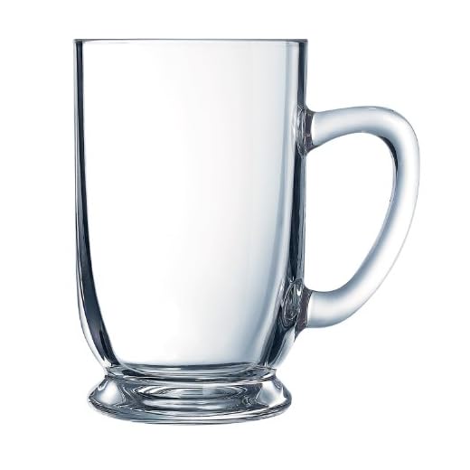 Arc International Luminarc Bolero Glass Mug, 16-Ounce, Set of 4, 4 Count (Pack of 1), Clear