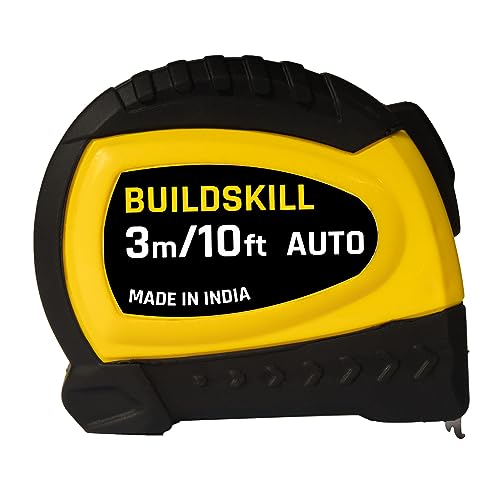 Image of Buildskill 3M Measuring Tape, Precision Measurement Tape, Inch Tape for Measurement with 16mm Width, Clear Visibility, Autolock, Lightweight, One Button Retraction, Made in India (Pack of 1)