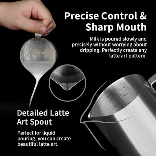 Image of watchget 12oz Milk Frothing Pitcher Stainless Steel Espresso Steaming Jug