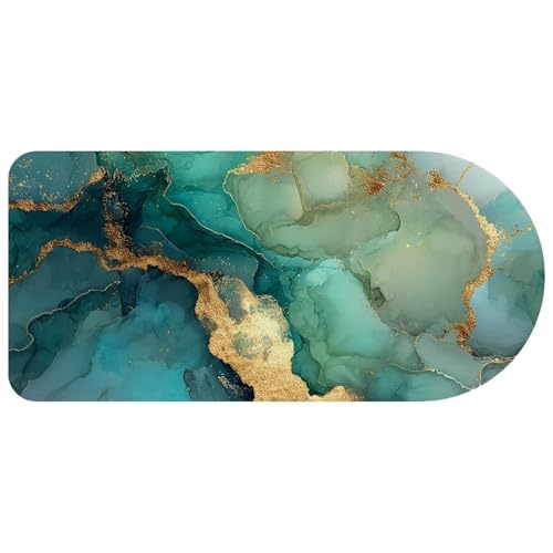 Tapis de souris marbré vert grand format pour protéger le bureau et stabiliser le clavier