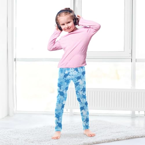 Turtles Girls' Leggings Toddler Doodles Blue Kids Yoga Pants Dance Active Tights 4T4