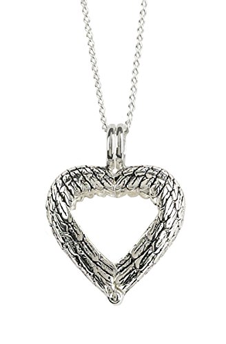 Dicksons Angel Wings Bereavement Heart Ring Holder Silver Plated Pendant Necklace - 18 inch Chain
