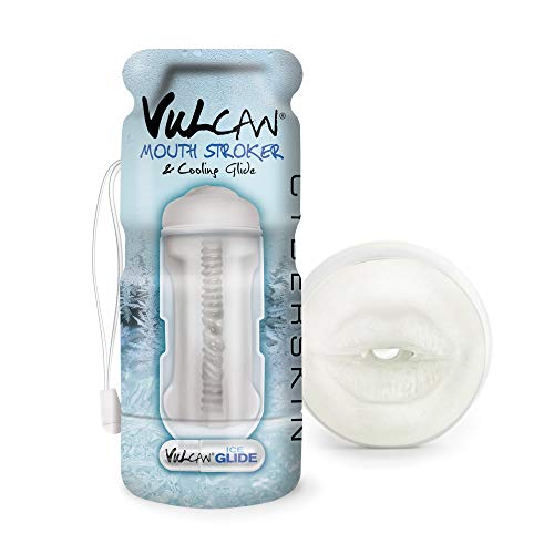 CyberSkin Vulcan Mouth Stroker with Cooling Glide Male Masturbator Cup Sex Toy with Removable Vibration Bullet, Frost, 0.1 Pound