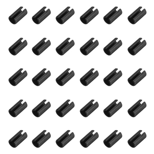 MECCANIXITY 120Pcs Slotted Split Roll Pins 3/25 Inch(3mm) Dia. 6/25 Inch(6mm) Length Steel Spring Tension Expansion Dowels for Secure Fastening, Black
