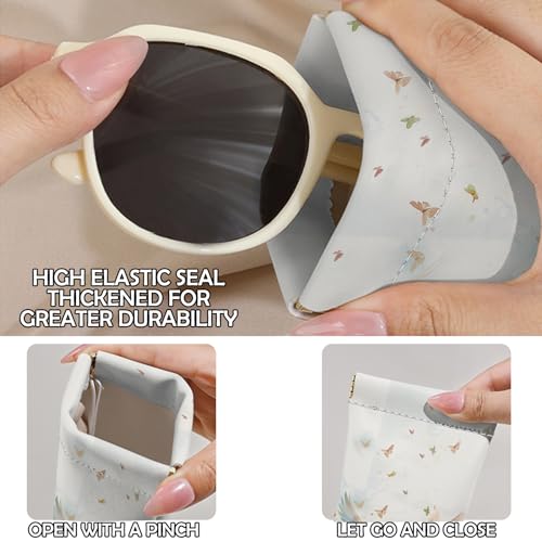 Image of 2 PCS Glasses Eyeglass Sunglasses Case Pouch Soft PU Leather Cute Aesthetic with Cleaning Cloth for Boys Men Man