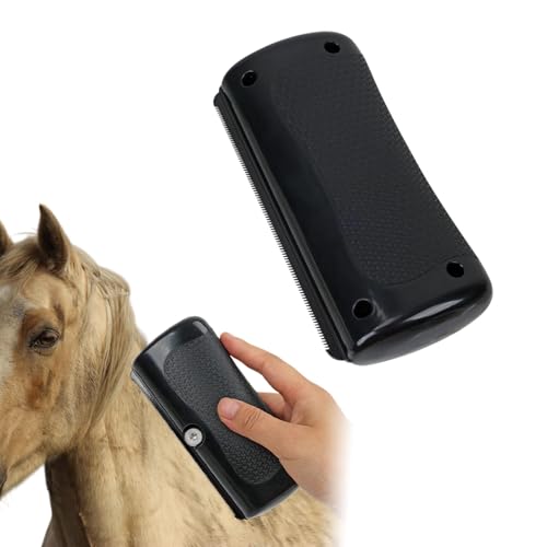 Haustierpflegebürste, Tails Enthaarungsbürste, Haustiere Tails Deshedding Brush, Dog Enthaarungskamm, Bürste zur Entfernung von Tierhaaren Kämme für Fellpflegewerkzeuge,Pferdeschweißschaber(Schwarz)