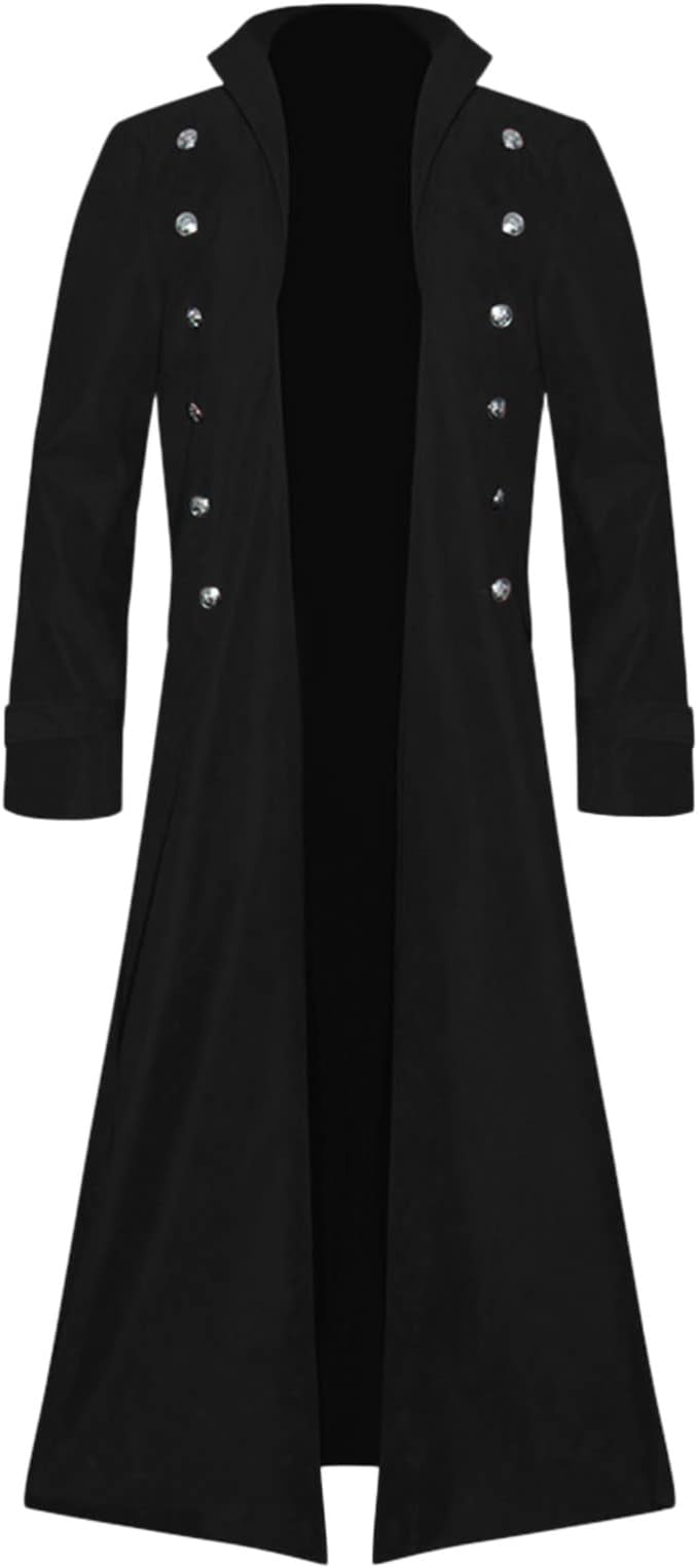 Mens Halloween Costumes Adult, Joker Costume Adult, Gothic Halloween Trench Coat Vintage Medieval Renaissance Tailcoat Casual Lapel Collar Single Breasted Costumes Palace Style Steampunk Uniform