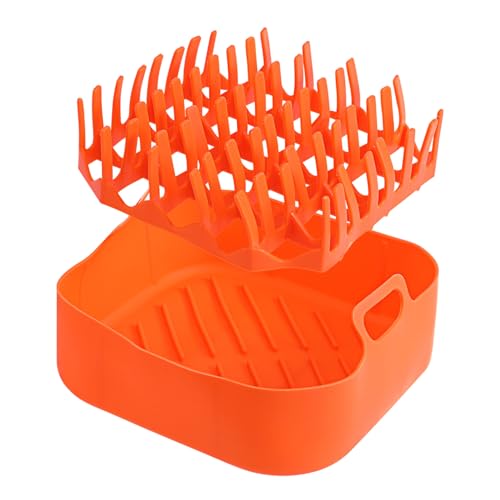 ERINGOGO Teglia e Supporto in Silicone per Friggitrice ad Aria Vassoio Antiaderente per Bacon Resistente e Facile da Pulire Kit Accessori Cucina per Cottura Uniforme Grassi