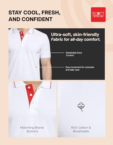 Image of Scott International Cotton Polo T Shirt | Collar Tshirts | Half Sleeves Plain T Shirt | T-Shirt |Tshirt for Men Stylish | Men's Tshirt