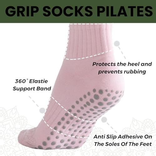 Image of Soxbang 3 /6 Pairs Cute Pilates Socks with Grips,Yoga Socks Barre Sock Non Slip Grip Embroidery for Barre Ballet Workout