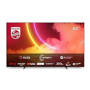 Philips Ambilight TV 65OLED805/12 65-inch OLED-TV (4K UHD, P5 AI Perfect Picture Engine, Dolby Vision, Dolby Atmos, HDR 10+, spraakassistent, Android TV) matgrijs/donker chroom (2020/2021 model)