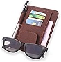 1 Pack Car Sun Visor Organizer, Sunglasses Holder for Car Sun Visor, PU Auto Interior Accessories Storage, Can Store for Sunglasses, Documents, Cards, Pen, Drivers License (Brown)