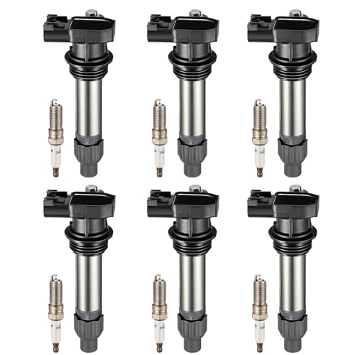 Image of BDFHYK Ignition Coil Pack UF569 and Iridium Spark Plugs 41-109 Compatible with Buick Enclave LaCrosse Cadillac ATS CTS XTS SRX STS Chevy Impala Equinox Traverse Malibu GMC Terrain Acadia Set of 6