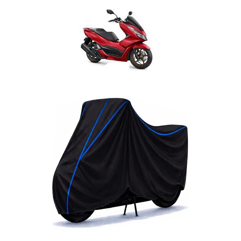 Image of Scooty Cover Water Resistant for PCX 175 | Universal Scooter & Bike Cover | Heavy Duty UV Protection | Dust, Rain & Scratch Protection | Elastic Fit All Weather Indoor Outdoor | Black with Blue Piping