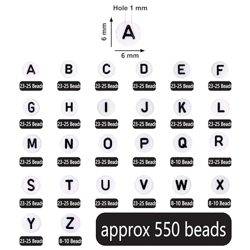 Image of INDIKONB Alphabet Round Single Letter Beads Set ? 26 Types A-Z, Perfect for Friendship Bracelet, Name Beads, Craft Beads, Jewelry Making & DIY Projects, Multicolor