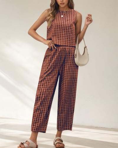 2 Piece Sets For Women 2025 Summer Matching Wide Leg Crop Pants Outfits Travel Vacation Beach Lounge Sets4