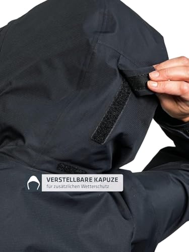 Schöffel Damen Jacket Gmund L, wind- und wasserdichte Regenjacke, atmungsaktive Outdoor Jacke, Wanderjacke mit verstaubarer Kapuze, black, 36
