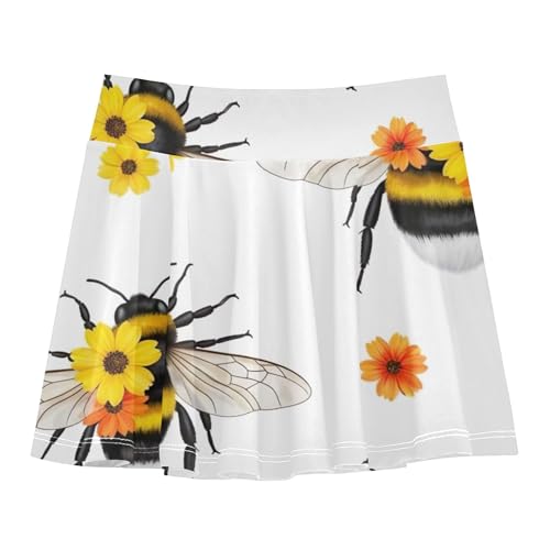 Joisal Bumblebees Yellow Orange Flower Tennis Skirts Kids Uniform Athletic Shorts Girls Skorts Girl Skort 4t