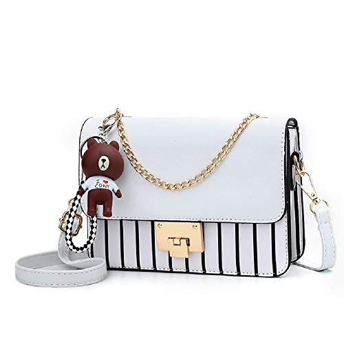 zhongningyifeng Bolso cruzado de hombro para mujer, monederos pequeños de cuero, bolsos de moda, Rayas blancas., Small