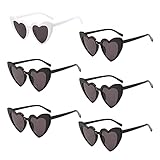 Paquete de 6 lentes de sol vintage en forma de corazón de ojo de gato para mujeres y niñas, X-Large