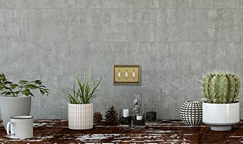 Henne Bery Sunken Pearls Decorative Wall Plate Switch Plate Outlet Cover (Triple Toggle, Antique Brass) #TOP4