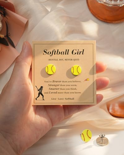 Jeka Softball Stud Earrings for Teen - Softball Accessories Birthday Christmas Gifts for for Her4