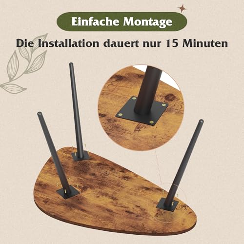 WLIVE Runder Couchtisch Weiß, Wohnzimmertisch Holz mit 2 Ebenen, Sofatisch mit viel Stauraum, für Wohnzimmer, Schlafzimmer, Modern Design (Couchtisch Dreieckiger, Braun) – Bild 5