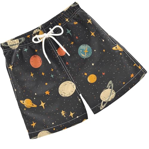 Pigsaly Boys' Swim Board Shorts Outer Space Starry Planet Boy's Swim Trunks Kids Swimwear 3T Multicolor