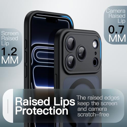Image of JETech Magnetic Case for iPhone 17 Pro 6.3-Inch Compatible with MagSafe, Camera Lens Full Protection, Translucent Matte Back Slim Minimalist Shockproof Phone Cover (Black)