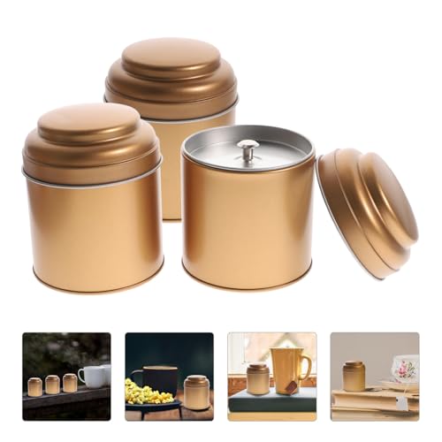 Boîtes de rangement hermétiques en tôle blanche GARVALON lot de 3 pour thé en vrac