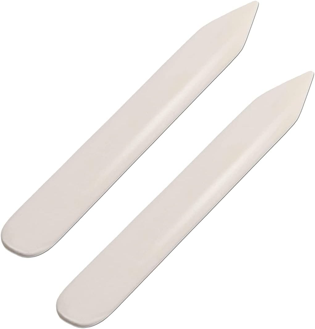 WUTA Bone Folder Tool for Leather & Bookbinding，2 Pcs Ox Bone Burnishers, Paper Scorer and Creaser for DIY Crafting Projects(A）