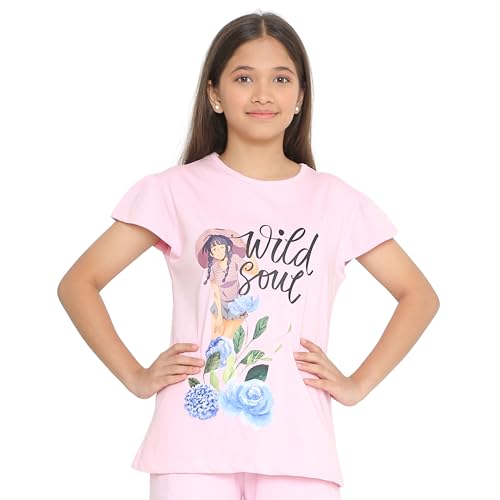 TotzTouch Girls Pink Tshirt | Tops | Half Sleeve Tee Shirt Cotton Girls Dress Graphic Printed T-Shirt Pack of 1 Age (3 Year to 15 Years) Deal