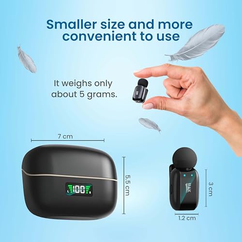 Image of MAK Dual Wireless Mic for YouTube, 2-Voice Changer Feature, Active Noise Cancellation, with Charging Case, Plug and Play, 30-Meter Range, for Recording, BIS Certified, Supports Type C Android & iOS