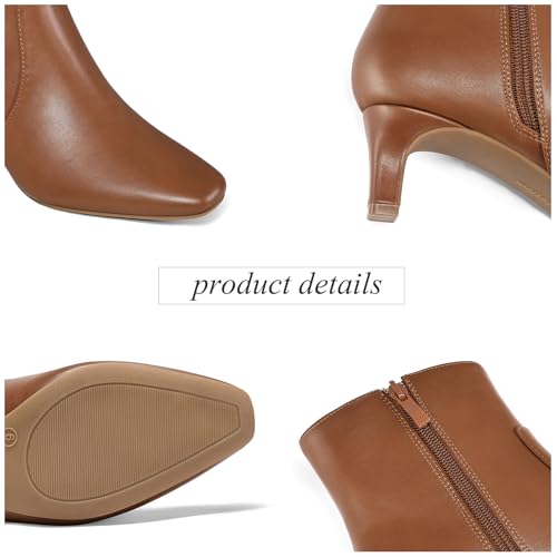 mysoft Women's Kitten Heel Ankle Boots Square Toe Booties Comfortable Dress Shoes with Side Zipper3