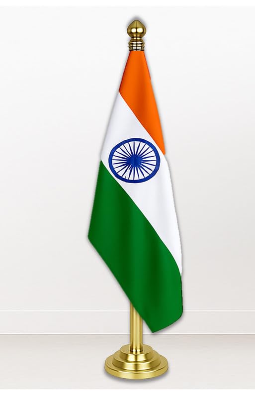 Brass 6 Ft Pole with 30x45 Inch Khadi Indian Flag – Indoor Patriotic Decoration for Office Home – Made in India Cotton Handwoven Tricolour-image-18