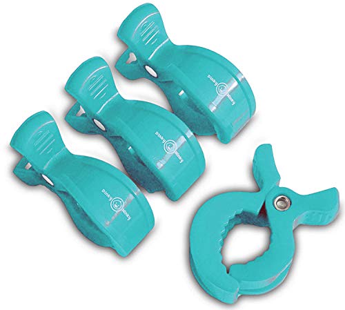 Stroller Clips to Hook Muslin Sun Shade to Canopy, Car Seat Cover Clip, Nursing Cover, Pram Toy Holder, Blanket Clamp - Best Baby Shower Registry Gift - Buggy Accessory