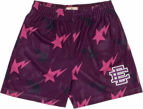 VESTOJEJ Men Basketball Shorts Breathable Fashion Mesh Print Shorts Women Drawstring Sports Running Beach Short Pants