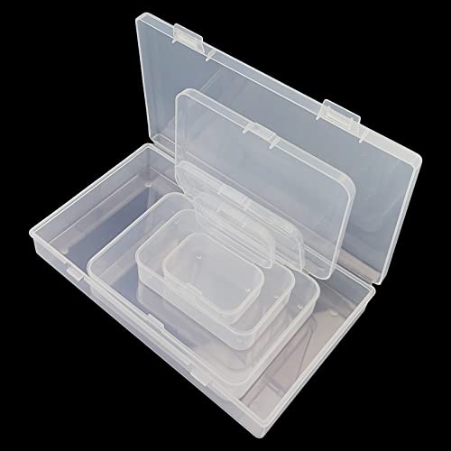 Image of 96 Pack Rectangular Clear Plastic Storage Containers | Mixed Sizes, Hinged Lid, For Beads and Small Craft Items