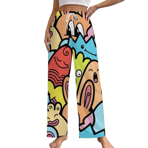 Pantalon de pyjama femme avec poches bas de nuit animaux taille S confort