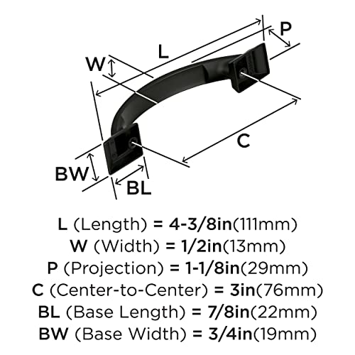 Image of Amerock | Cabinet Pull | Black Bronze | 3 inch (76 mm) Center to Center | Candler | 1 Pack | Drawer Pull | Drawer Handle | Cabinet Hardware