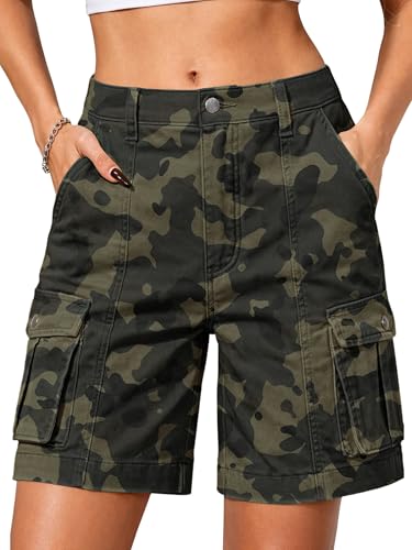 ELLEVEN Cargo Shorts Women High Waisted Bermuda Knee...