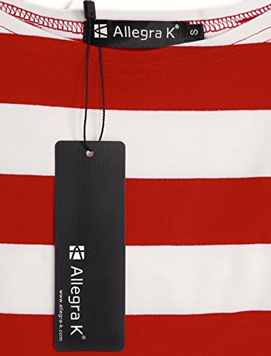 Allegra K Women's Halloween Elbow Sleeves T-Shirt Top Casual Basic Boat Neck Slim Fit Tee Medium Red #TOP5