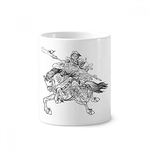 Mug Céramique Blanc Trois Royaumes Porte-Stylo Original Tasse de Bureau Design Dent 350 ml