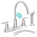 Kitchen Faucet with Sprayer, Brushed Nickel Kitchen Sink Faucet, 3 or 4 Hole RV Faucet for Kitchen Sink, Stainless Steel Touch Kitchen Faucet with Side Sprayer, TDLKF024L
