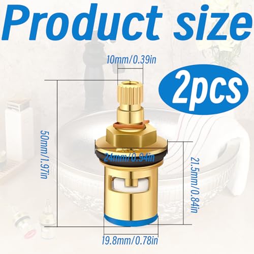 2 Stück Wasserhahn Ventil,Ventiloberteil 1/2 Zoll,Wasserhahn Kartusche,1/2 Zoll Messing Wasserventil Keramik Oberteil Ersatzteile,Ventil Wasserhahn Für Bad Küche (1 Paar Heiß & Kalt)