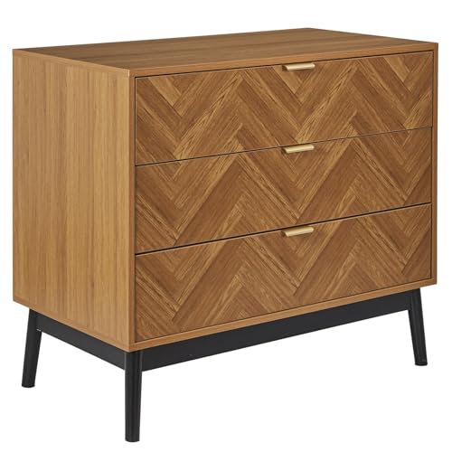 HOME DECO FACTORY - HD0302 Cómoda Elegante con 3 Cajones - Almacenamiento Práctico para Salón o Dormitorio - Acabado Cuidadoso - Dimensiones 90 x 79 x 49 cm - Color Marrón Negro