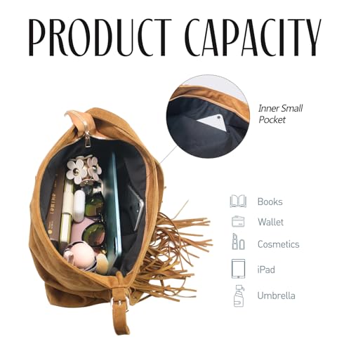 Women Fringe Hobo Bag Vegan Suede Tassel Hippie Crossbody Bag Western Fringe Purse Shoulder Bag3