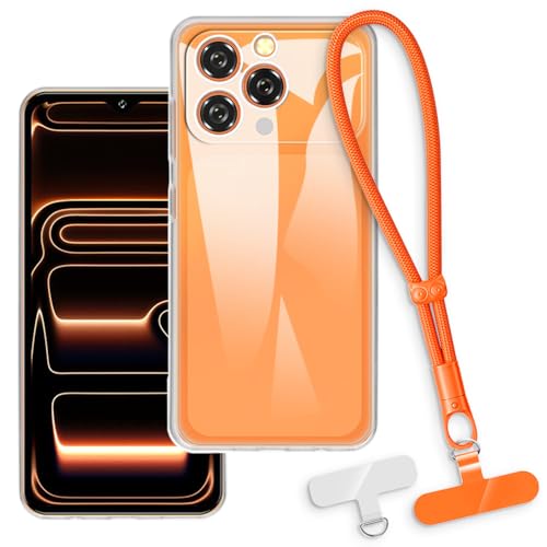 OAGELIM 2-in-1�ی�P�[�X�ƃ��X�g�X�g���b�v Oukitel C17 4G 2026 �Ƃ̌݊������� ���O���\�ȃ��j���[�h�t���d�b�J�o�[�A����~�ߕ����h�~�O���b�v�n���h�� (�N���A + �I�����W)